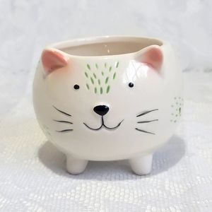 Mini Ceramic Pot Premium Glazed Cute Cat Face Footed Succulent Plant Holder